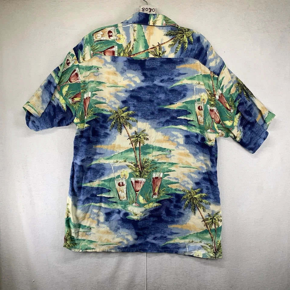 Camisa Pierre Cardin Para Hombres Hawaiana Bebidas Alcohólicas En La Playa Boho 100% Rayón L Foto 2 de 4