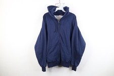 Vtg 70s Streetwear Mens Medium Blank Thermal Waffle Knit Lined Full Zip Hoodie