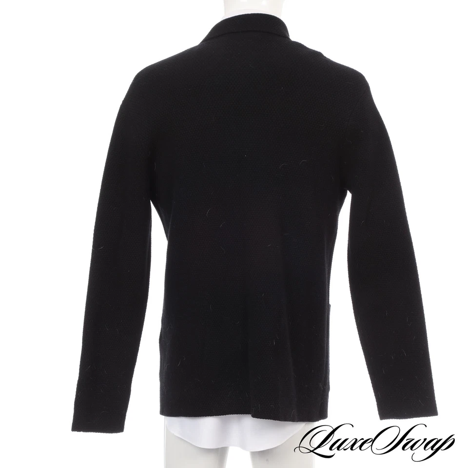 Ralph Lauren Purple Label Made In Italy Black Bubble Knit DB Sweater Jacket M NR - Image 2 of 4