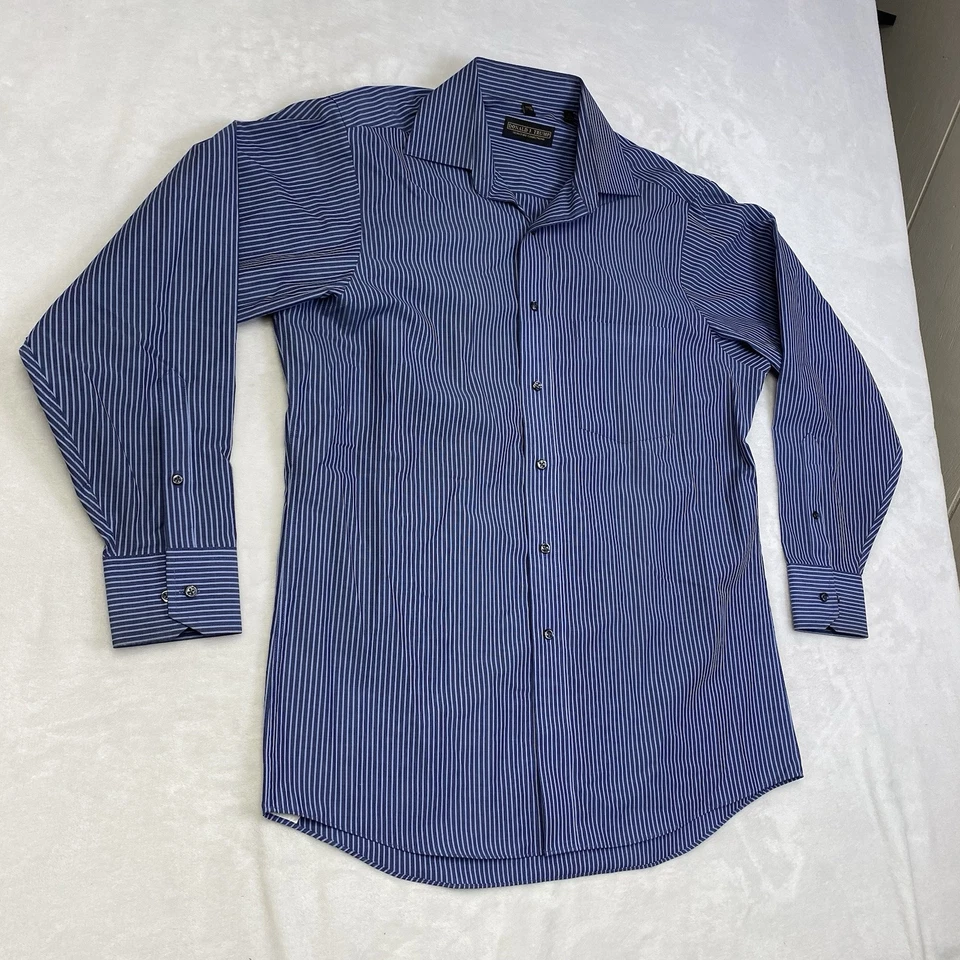 Donald J. Trump Shirt Men's 15.5 32/33 Signature Collection Blue Striped - Image 2 of 4
