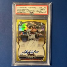 2023 Prospect Autographs Javier Valdes #CPA-JVS Yellow Refractor /75 (AU, RC)