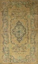 Vintage Khaki Traditional 5'10" x 9'10" Hand-Knotted Oriental Wool Area Rug