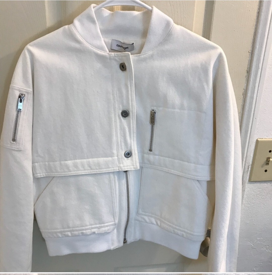 COURREGES WHITE DENIM LAYERED BLOUSON JACKET SZ 38/6 NWT | eBay