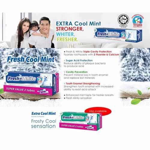 Fresh & White Toothpaste Extra Cool Mint Super Value Pack 225g x 2s - Picture 4 of 4