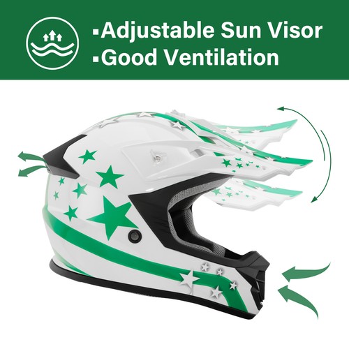 Youth Green Motorcycle Helmet Full Face Small Medium Large XL Kids Child DOT - Picture 7 of 17