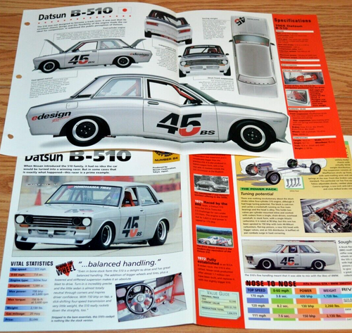 1968 DATSUN B510 SPEC INFO POSTER ORIGINAL BROCHURE AD 68 NISSAN B 510 RACING - Picture 1 of 1