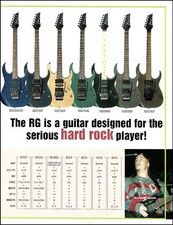 Limp Bizkit Wes Borland Ibanez RG 7-string & 6-string guitar ad with specs