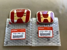 2PC Front Rear Red H Emblem Fit for 2006-2015 CIVIC SEDAN SI Coupe 4DOOR US