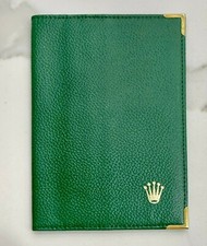 Authentic Vintage Rolex Green Leather Card Wallet Passport Holder 68.08.55 CLEAN