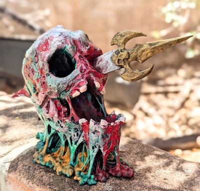ZOMBIE SKULL Dice Tower - D&D Tabletop Gaming Dice Roller Handmade in USA