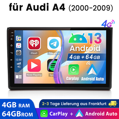 9'' Octa Core 4GB+64GB Android 13.0 Autoradio GPS Für AUDI A4 S4 RS4 B6 B7 SWC BT