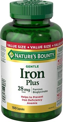 Nature's Bounty Gentle Iron Plus 28mg, 150 capsules