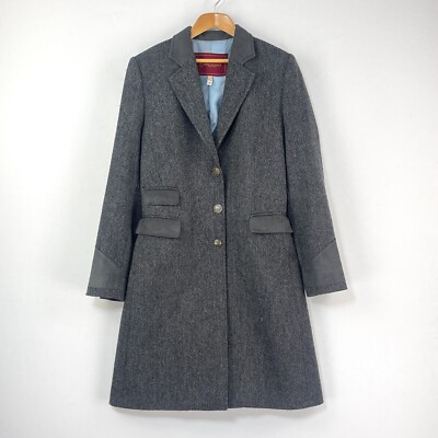 Welligogs Demelza Tweed Mantel Damen 6 8 Grau Wolle Country Races Trenchcoat