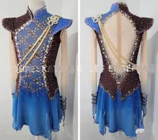 Ice Figure Skating Dress Figure skaitng Dress For Competition blue dyeing