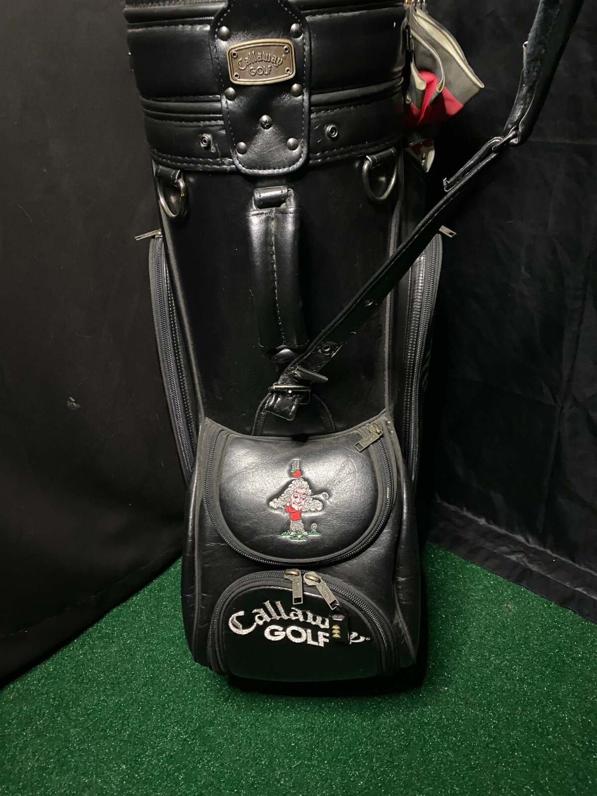 *RARE PROMO* CALLAWAY BIG BERTHA LOGO LEATHER STAFF GOLF BAG W RAIN