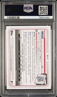 JORDAN WALKER 1st 2020 Bowman Draft Rookie Card RC PSA 10 GEM MINT