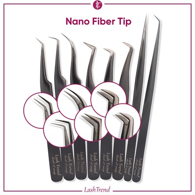 Wimpernverlängerung Pinzette für Volumentechnik | Black - Nano Fiber Tip