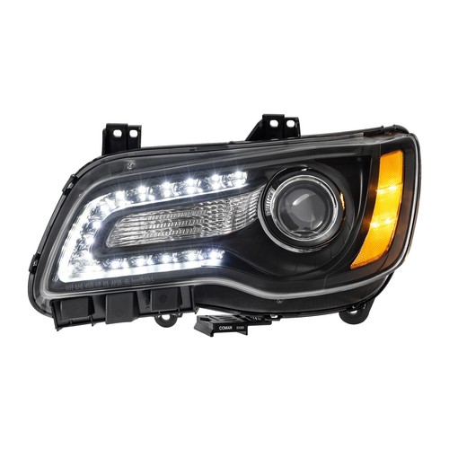 For 2011-2023 Chrysler 300 Pair LED DRL Projector Black Headlights w/ Bulbs - Foto 3 di 12