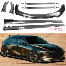 For Mazda3 Mazdaspeed Carbon Fiber Front Bumper Lip Spoiler 86.6 Side Skirt Kit