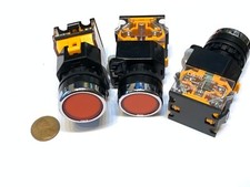 3 Pieces Red Latching push button switch 22mm normally open closed n/o n/c C32