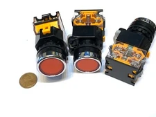 3 Pieces Red Latching push button switch 22mm normally open closed n/o n/c C32
