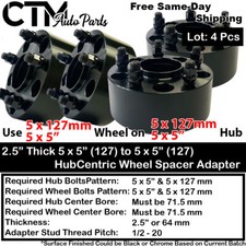4x 2.5 Thick 5x5 5x127 Hubcentric Wheel Adapter Spacer Fit 07-18 Wrangler 4x 2.5 Thick 5x5 5x127 Hubcentric Wheel Adapter Spacer Fit 07-18 Wrangler
