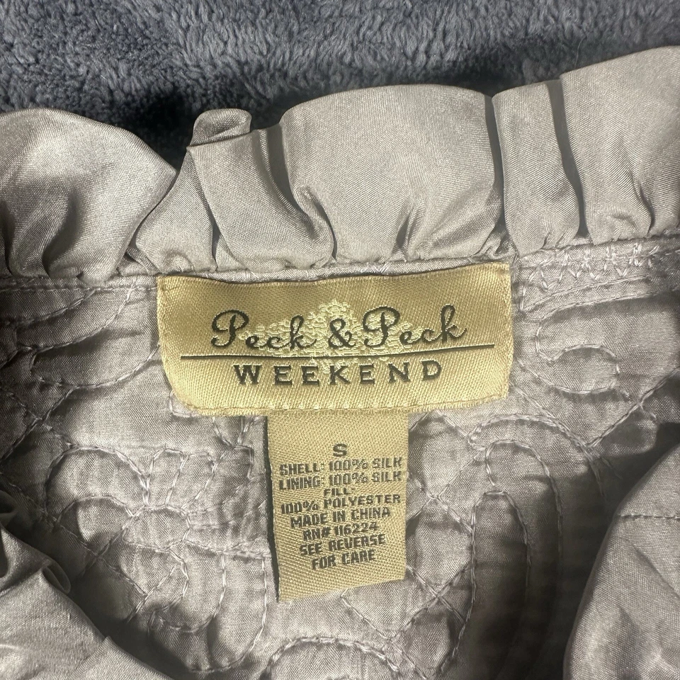 Chaqueta acolchada Peck & Peck Weekend talla S color topo 100 % seda volantes clásica de lujo Foto 2 de 4