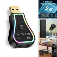 Wireless USB Car Audio Receiver Adapter Bluetooth 5.0 TX RX Mode Colorful Light