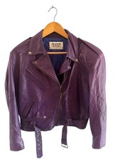 Firenze Santa Barbara Purpleleather Moto Biker Jacket Size Medium