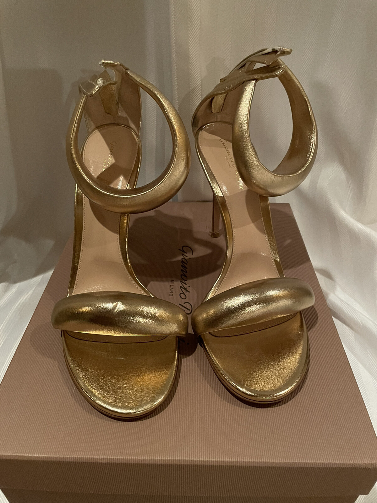 Gianvito Rossi Sandals Heels Metallic Gold Leather Bijoux Size 42 | eBay