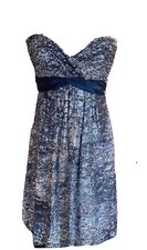 BCBG MAXAZRIA blue gray Strapless Silk Chiffon Dress size 8