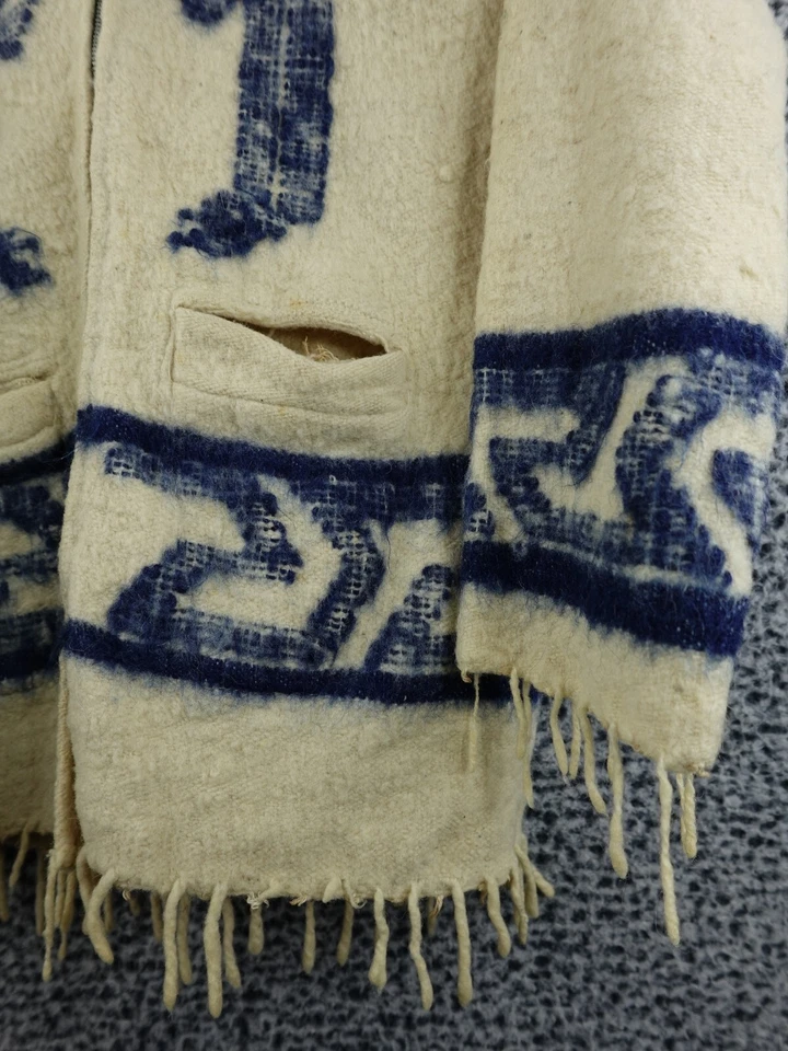 Chaqueta de Colección Años 50 Para Hombres Mediana Lana Tejida Flecos Southwestern Birds Cremallera Completa Foto 4 de 4