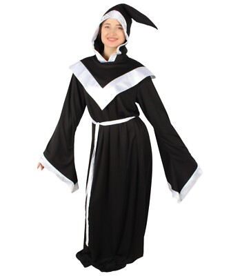 HPO Adult Unisex Black and Silver Evil Sorcerer Morph Costume, Halloween HC-1929