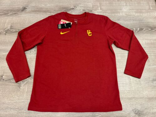 USC Trojans Nike Dri Fit 1/4 Zip Pullover Mens Size L Red Embroidered - Picture 1 of 6