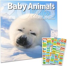 Baby Animals Calendar 2025 - Deluxe 2025 Animal Babies Wall Calendar Bundle with