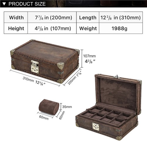 8 Slots Luxury Watch Case Jewelry Display Storage Box Genuine Leather Organizer - Picture 10 of 13