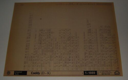 Ersatzteilkatalog auf Microfich VW Caddy Typ 14D ET Katalog Stand Januar 1989! - Zdjęcie 1 z 1