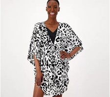 Jantzen Woven Curve Hem Tie Front Cover-Up-Pearl Animal-XL-NWT-A599580