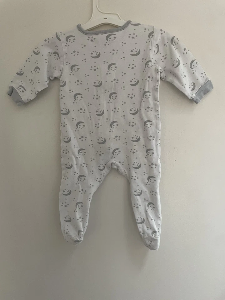 Gerber Bebé Niño Niña Luna y Estrellas 100% Algodón Cremallera Manga Larga 1 Pieza Blanco 6-9M Foto 3 de 4