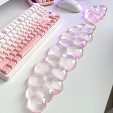 Pink Cloud Mouse Pad and Keyboard Wrist Rest Set Non Slip Soft Gel