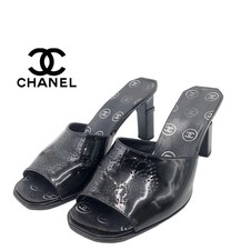 Chanel High Heel Pumps Coco Mark Black Women's Size EU36/US6