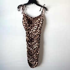 Good American Ruched Leopard Print Bodycon Mini Dress 0