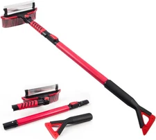 42" Car Snow Brush & Ice Scraper Red Snow Brush for Car Extendable, Upgraded Hea