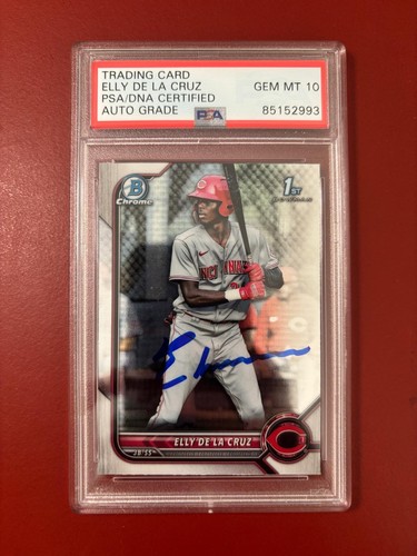 2022 BOWMAN CHROME/ 1ST BOWMAN/ ELLY DE LA CRUZ/ AUTO ON CARD/ PSA 10