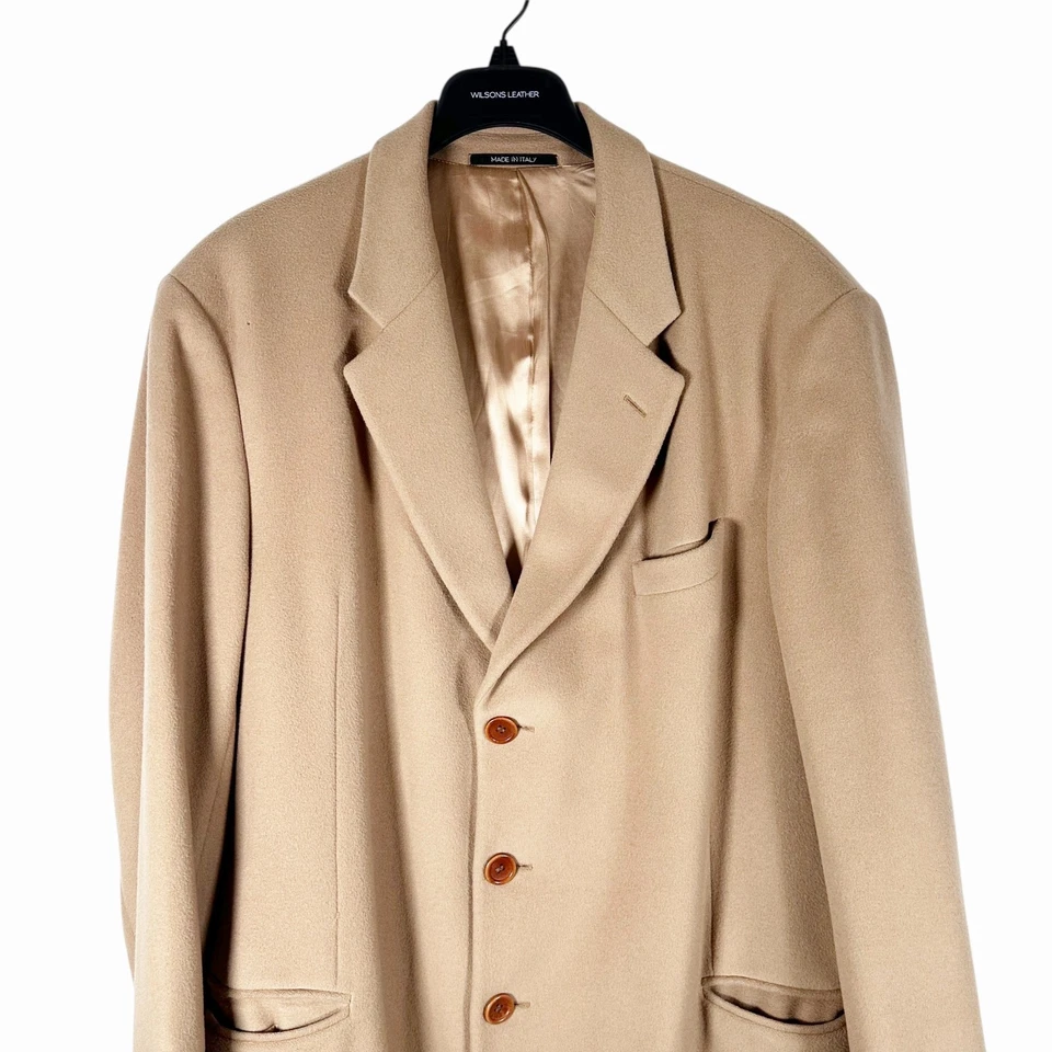 Sobretudo Giorgio Armani Collezioni masculino lã cashmere mistura trincheira vintage tamanho 48L - Imagem 2 de 4