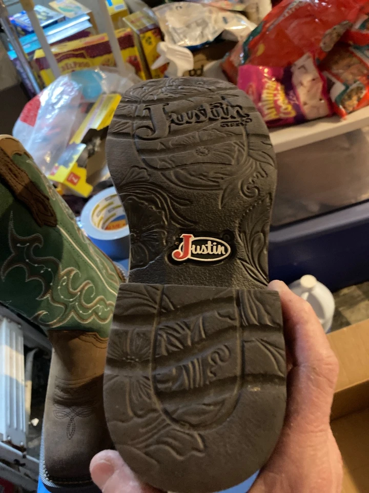 Justin Gypsy 牛仔西部靴女式 6.5 B 皮革棕色绿松石工作 L2904 — 第 2/2 张图片