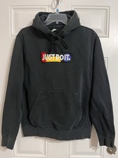 Nike Men s Hoodie Sz M Black JDI Just Do It Logo Spellout Casual School Outdoor