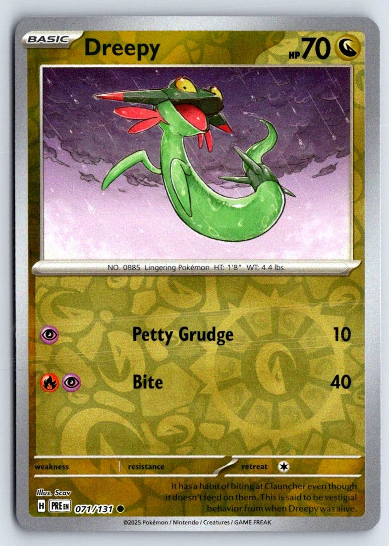 Dreepy 071/131 Common Prismatic Evolutions Pokemon Reverse Holo Near Mint