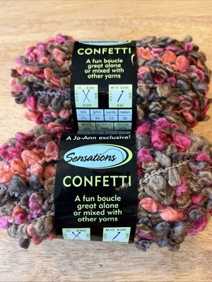 Sensations Confetti yarn 2 skeins Berry Confetti  1.75 oz each NEW