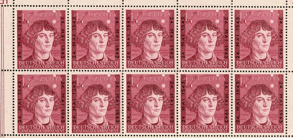 Poland 1943 Fi Ark.104I B2-400th  Nicolaus Copernicus  error MNH** - Image 2 of 2